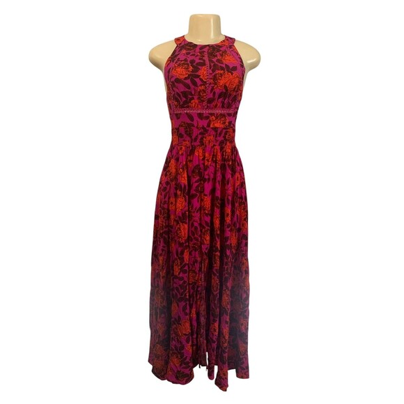 Abel The Label Dress Womens Small Floral Maxi Halter Open Back Tie Boho Occasion - Picture 1 of 14